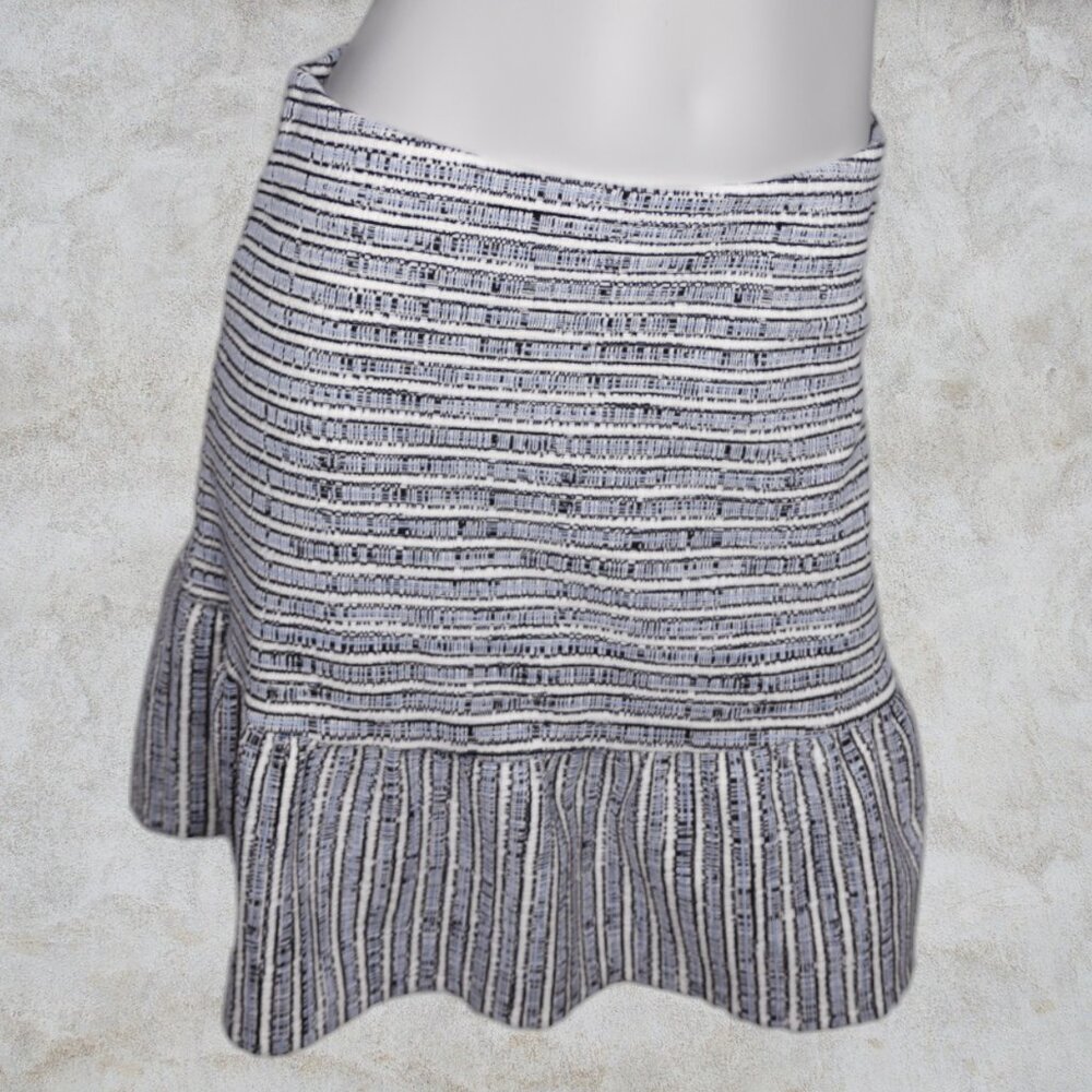 Loft Textured Flare Skirt Like New Blue White Black Striped Design